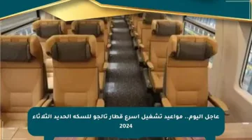 عاجل اليوم.. مواعيد تشغيل أسرع قطار تالجو للسكة الحديد الثلاثاء 2024